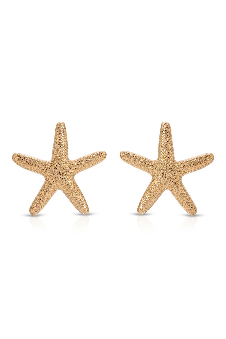 Large Starfish Stud Earrings, Main, color, GOLD