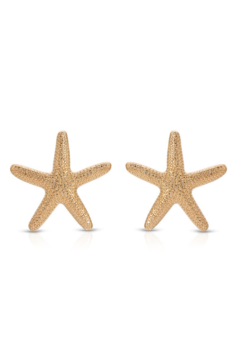 Ettika Large Starfish Stud Earrings, Main, color, Gold