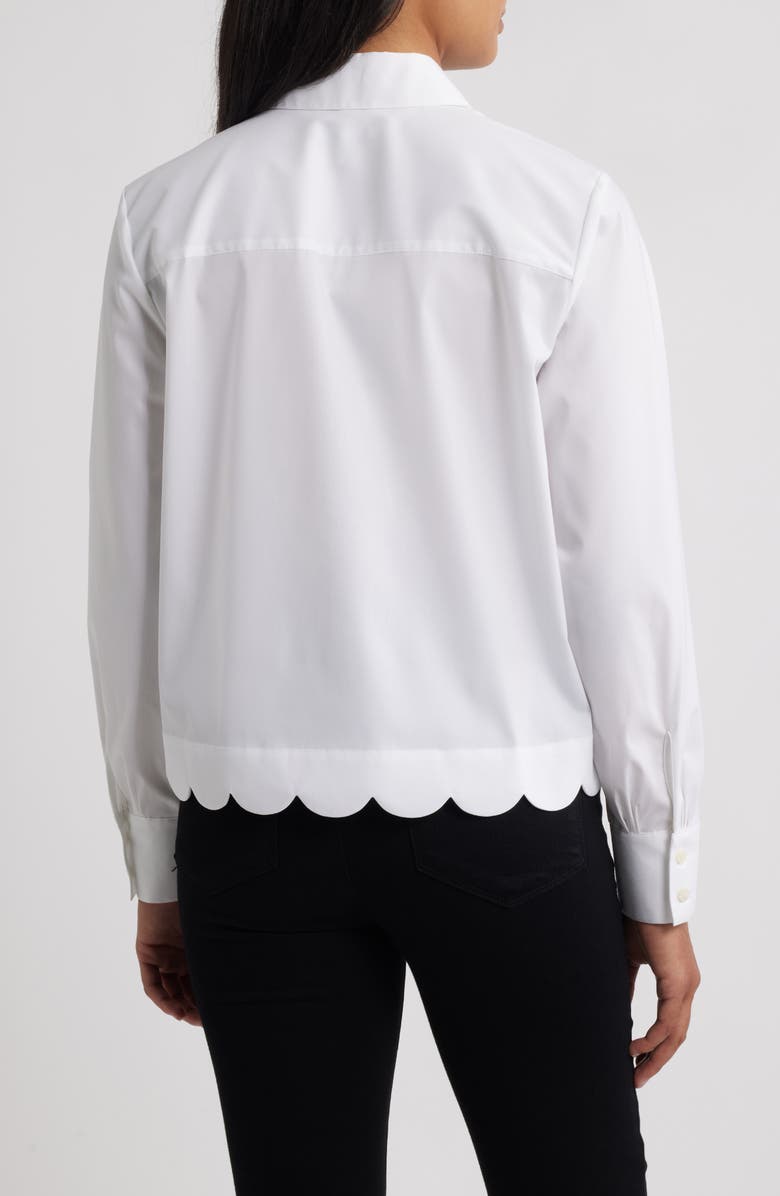 Foxcroft Scallop Hem Button-Up Shirt, Alternate, color, White