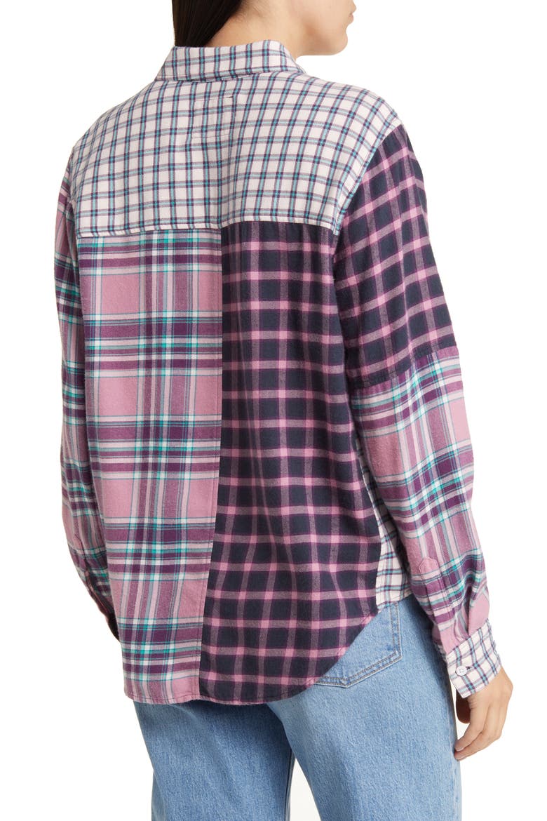 Lakin Mixed Plaid Button-Up Shirt, Alternate, color, ROSE AGAVE MIXED PLAID