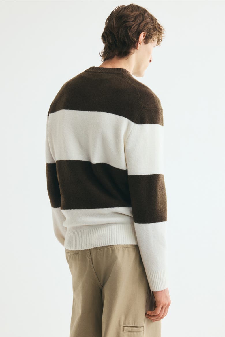Regular-Fit Knit Sweater, Alternate, color, Dark khaki green/striped