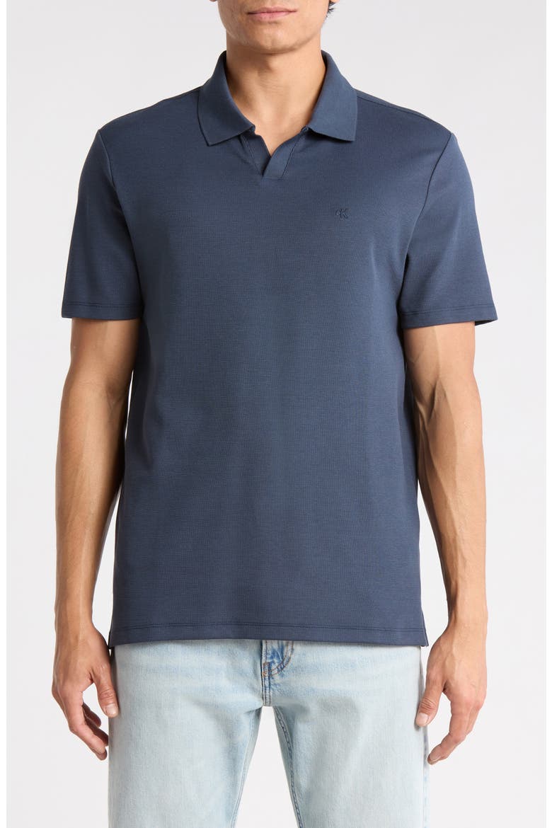 Micro Waffle Johnny Collar Top, Main, color, INK