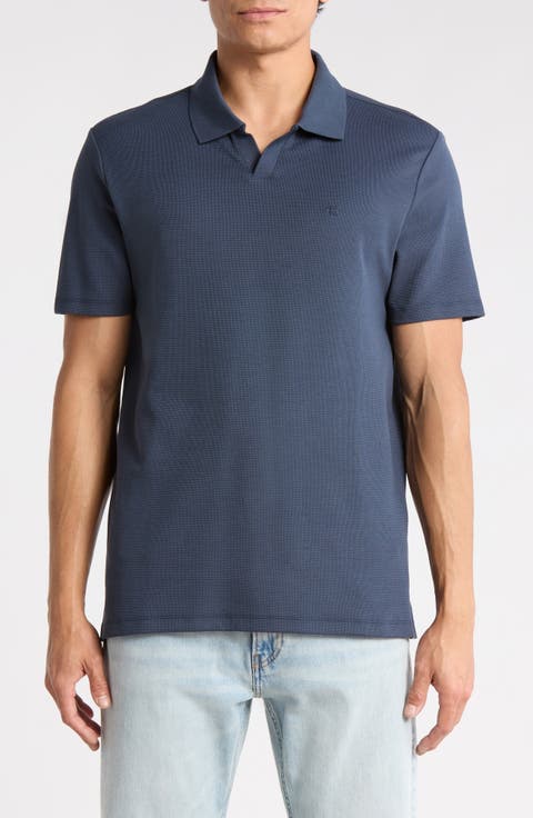 Micro Waffle Johnny Collar Top