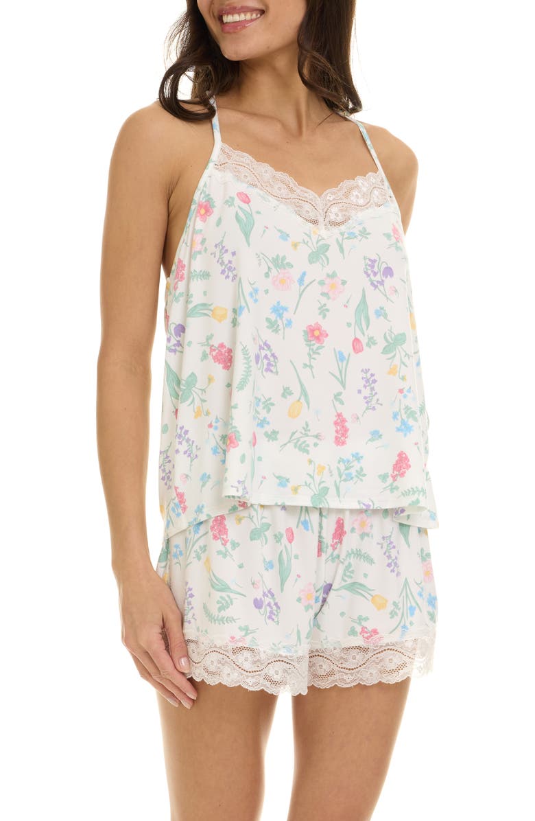 Flora Nikrooz Eloise Floral Short Pajamas, Alternate, color, Ivory