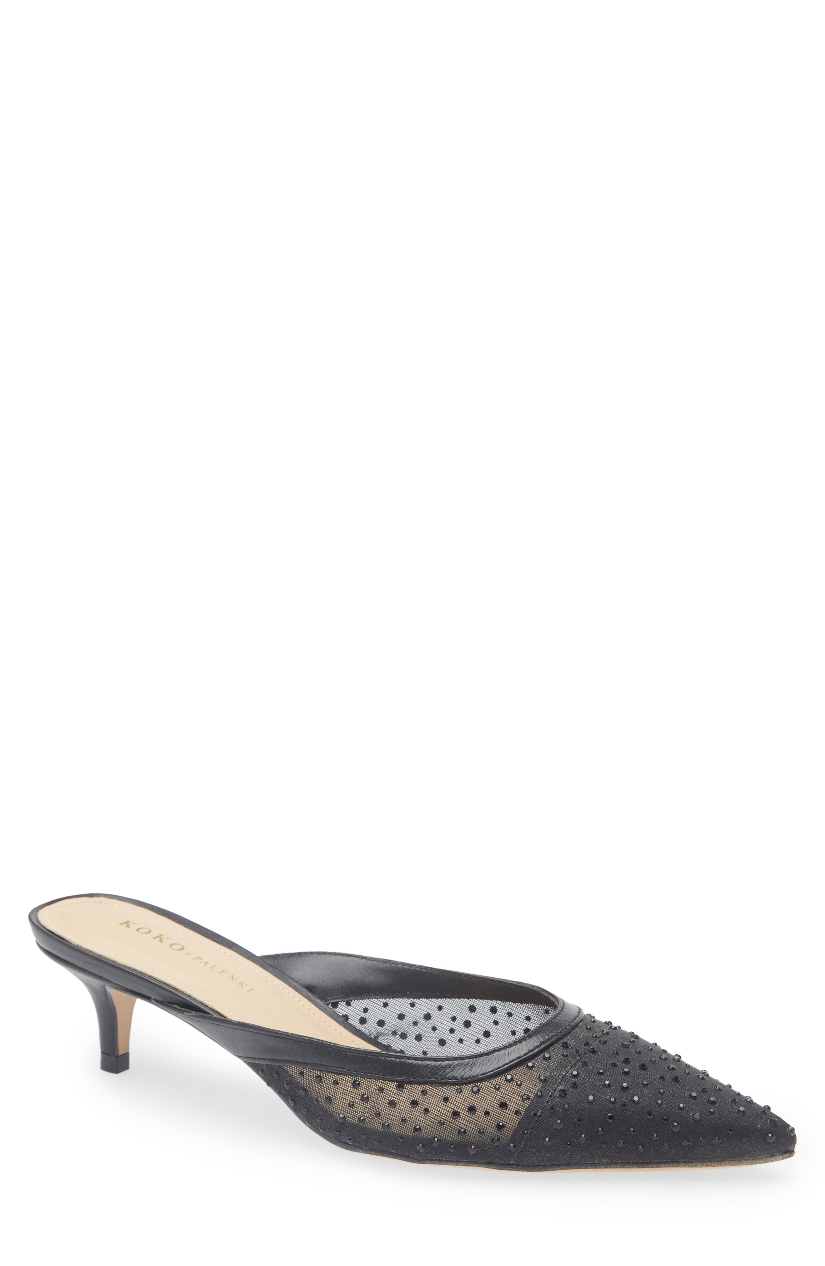 KOKO + PALENKI Piercee Cap Toe Pump, Main, color, Black Mesh-Black Stones