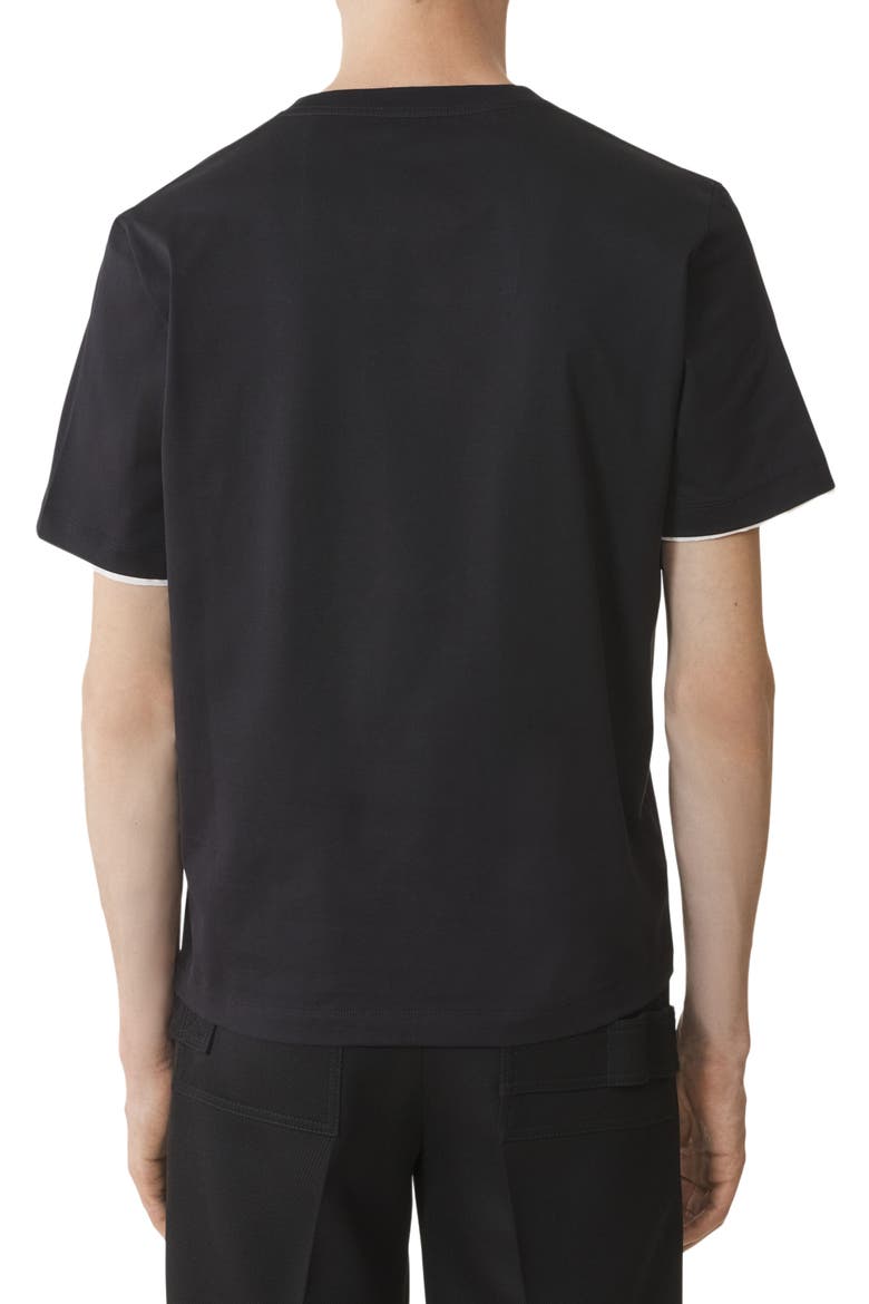 Cotton T-Shirt With Silk Detail, Alternate, color, Black