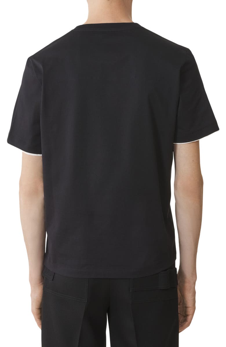 Lanvin Cotton T-Shirt With Silk Detail, Alternate, color, Black