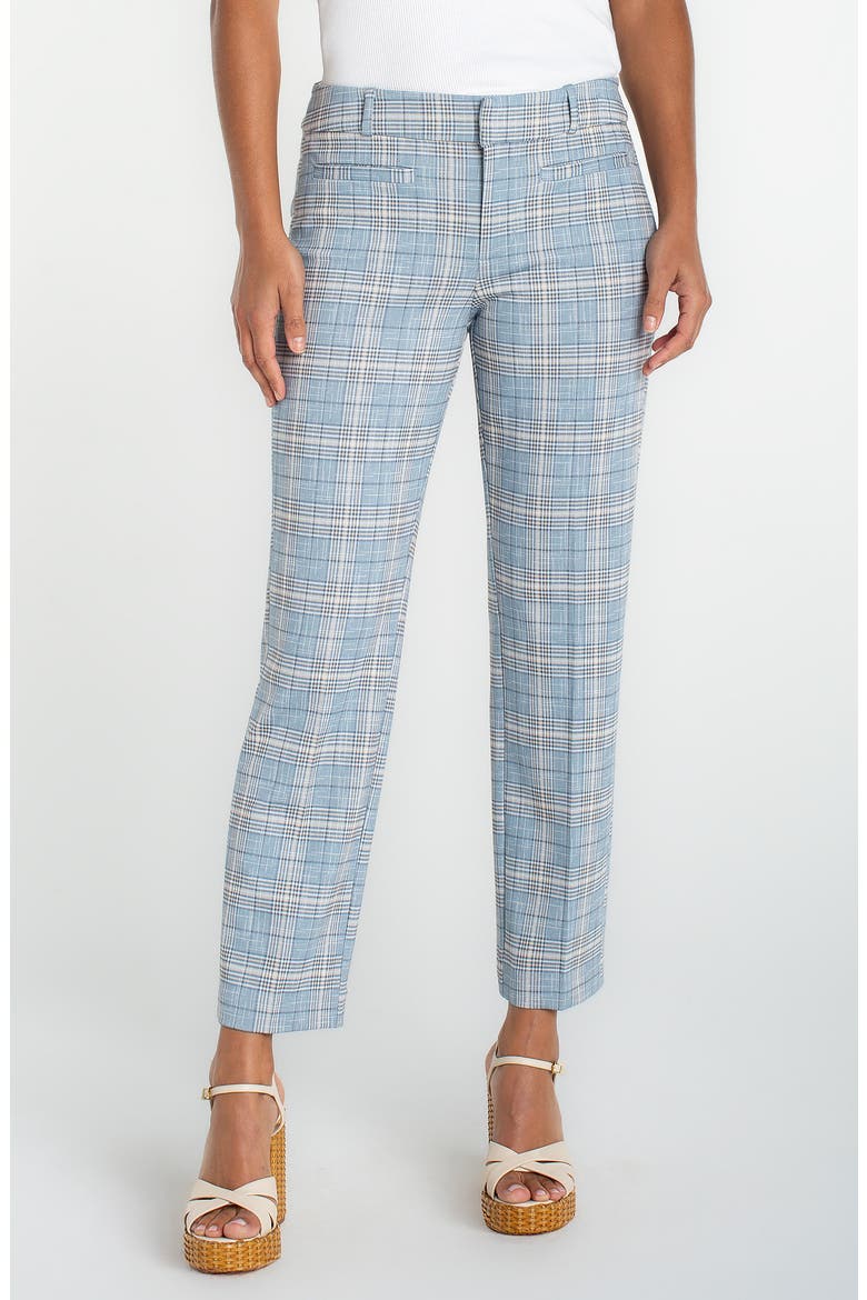 Holly Plaid Welt Pocket Ankle Straight Leg Pants, Main, color, SHADOW BLUE MULTI