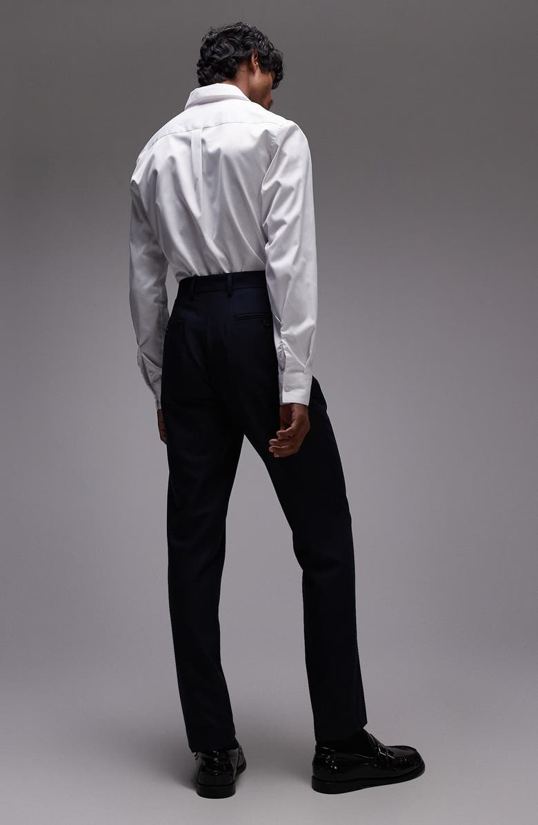 Slim Fit Navy Flat Front Stretch Suit Pants