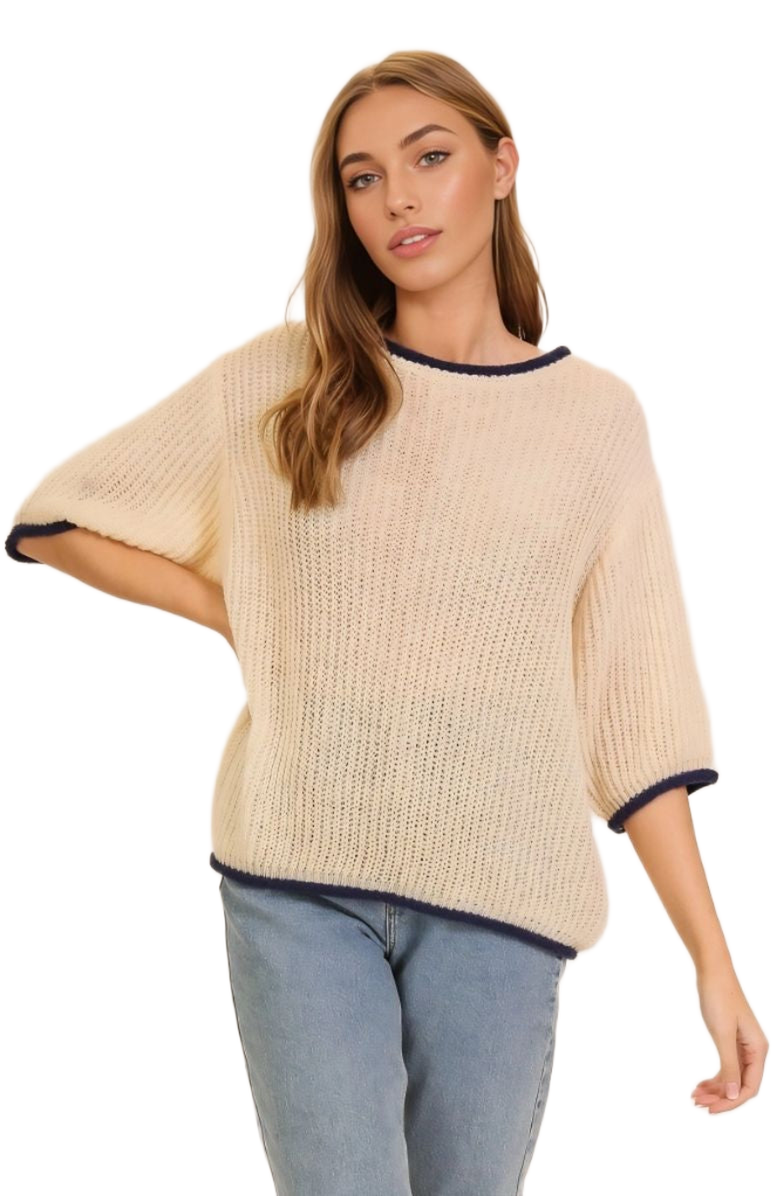 Knit and Lounge Knit Half-Sleeve Pullover Sweater, Alternate, color,
