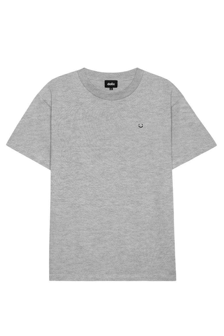 Mens Lil Smile Heavy Weight Cotton Tee, Main, color, Heather Gray