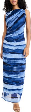 Donna Morgan Ruffle Stripe Sheath Midi Dress
