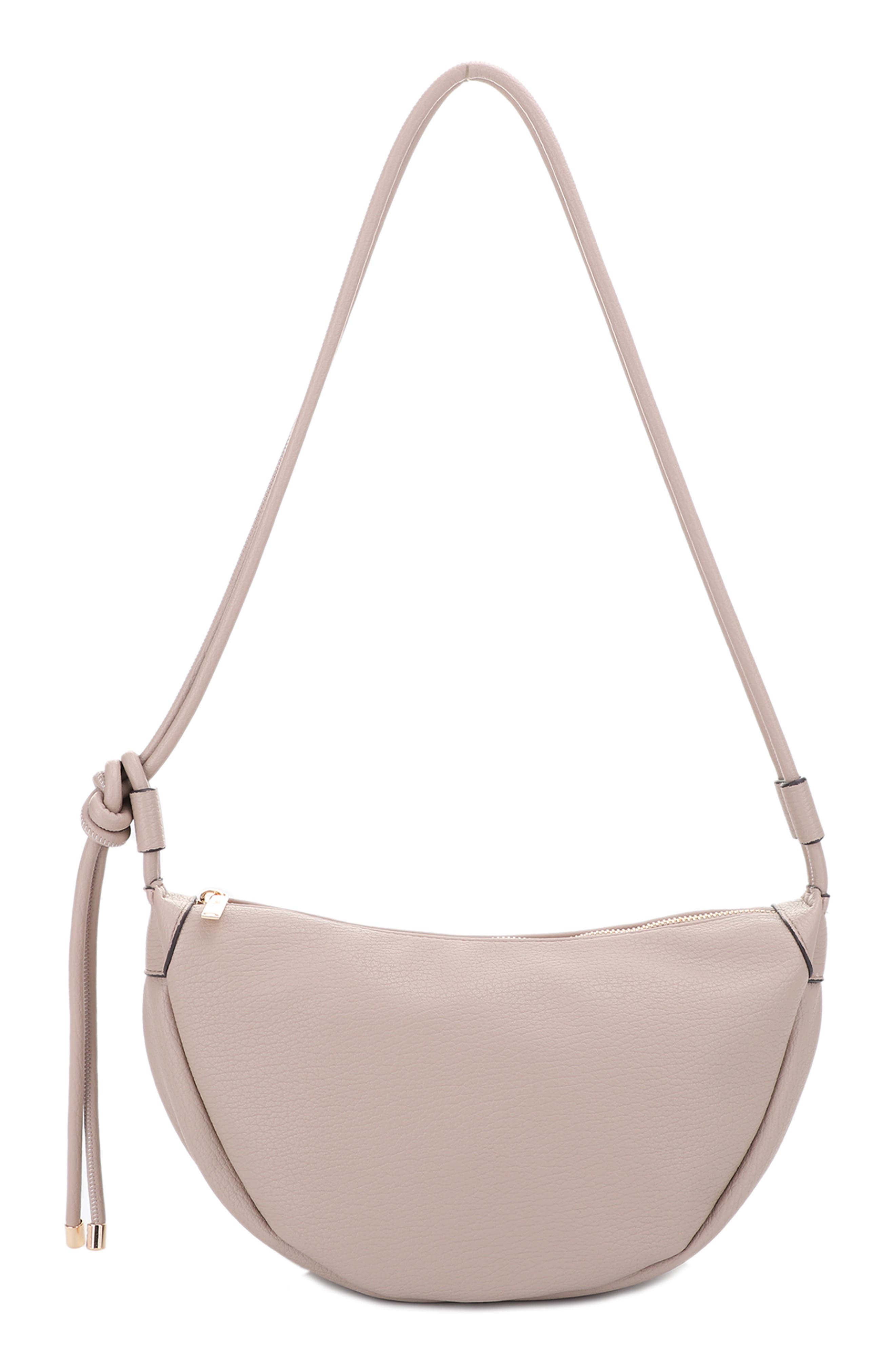 Mali + Lili Aria Recycled Vegan Leather Shoulder Bag in Light Taupe 