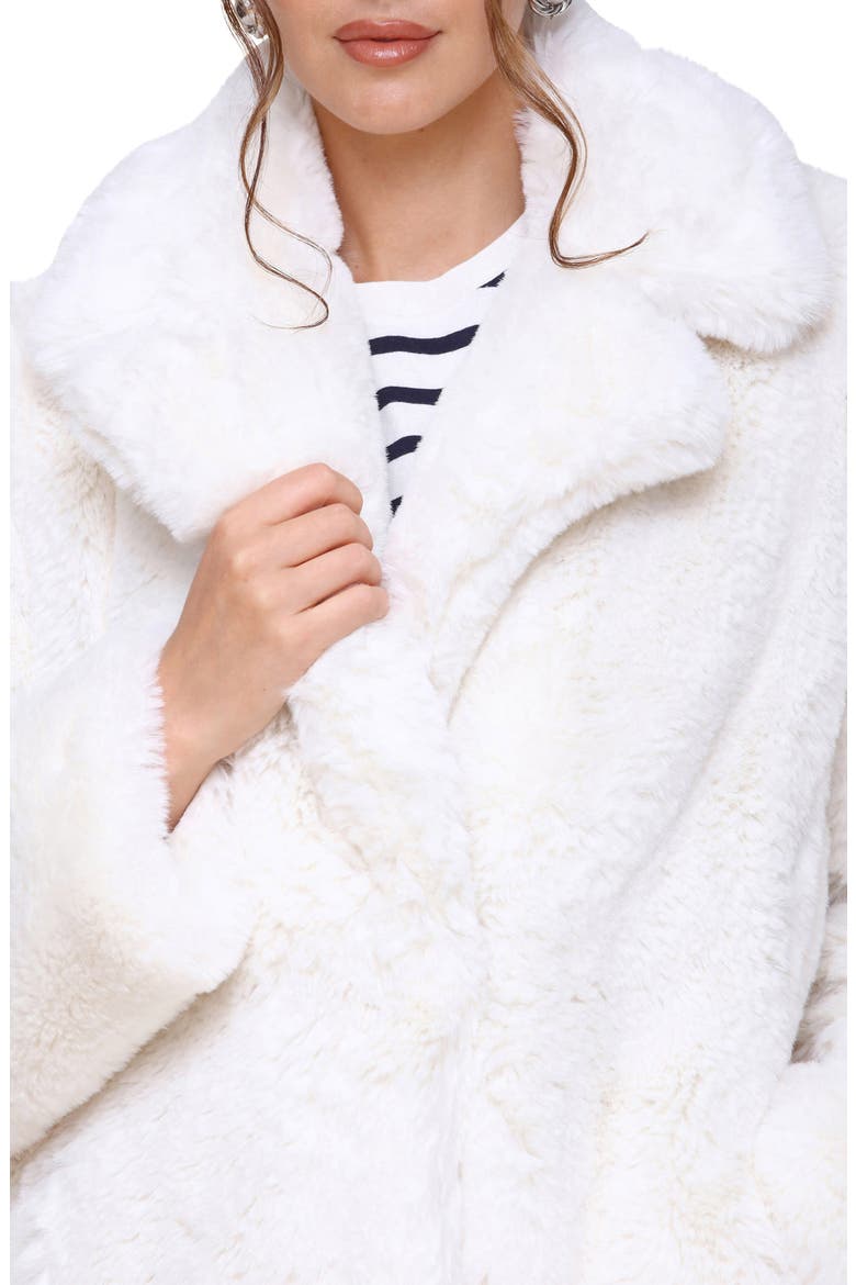 Notch Collar Faux Fur Coat, Alternate, color, IVORY