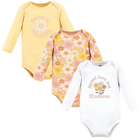 Little Soft Cotton Long-Sleeve One-Piece 3Pk
