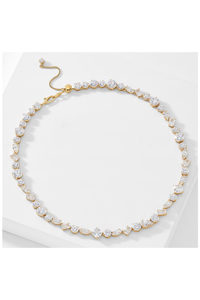 Large Cubic Zirconia Choker Necklace, Alternate, color, GOLD
