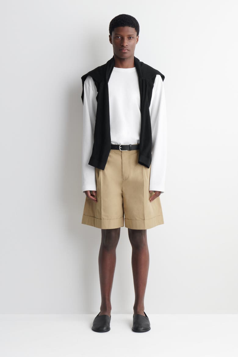 Cotton-twill Chino Shorts, Main, color, BEIGE
