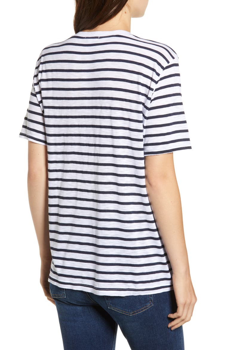 V-Neck Slub Jersey Tee, Alternate, color, NAVY/ OFF WHITE