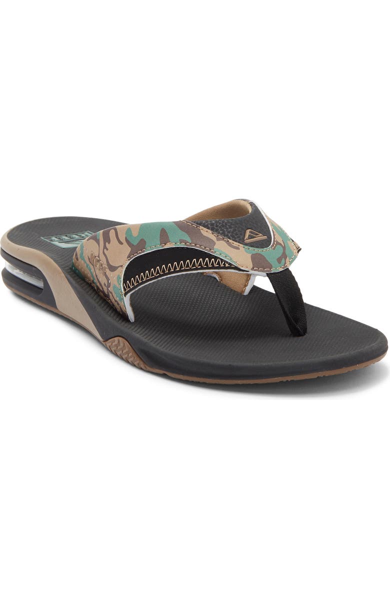 Reef Fanning Flip Flop, Main, color, Black/ Camo
