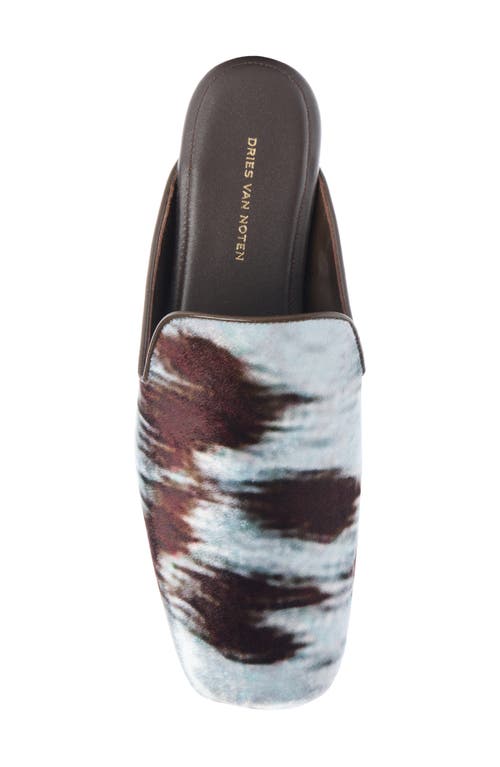 Dries Van Noten Square Toe Velvet Mule In Brown