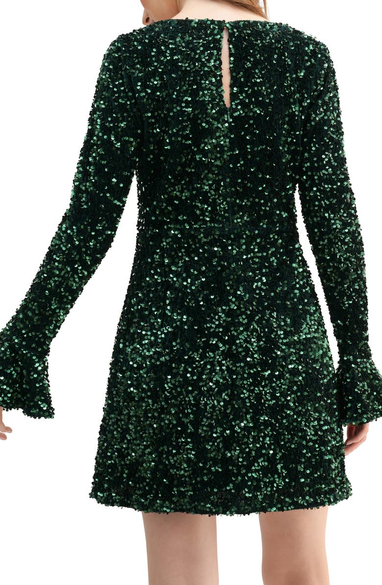 Lush Long Sleeve Sequin Velvet Minidress, Alternate, color, 