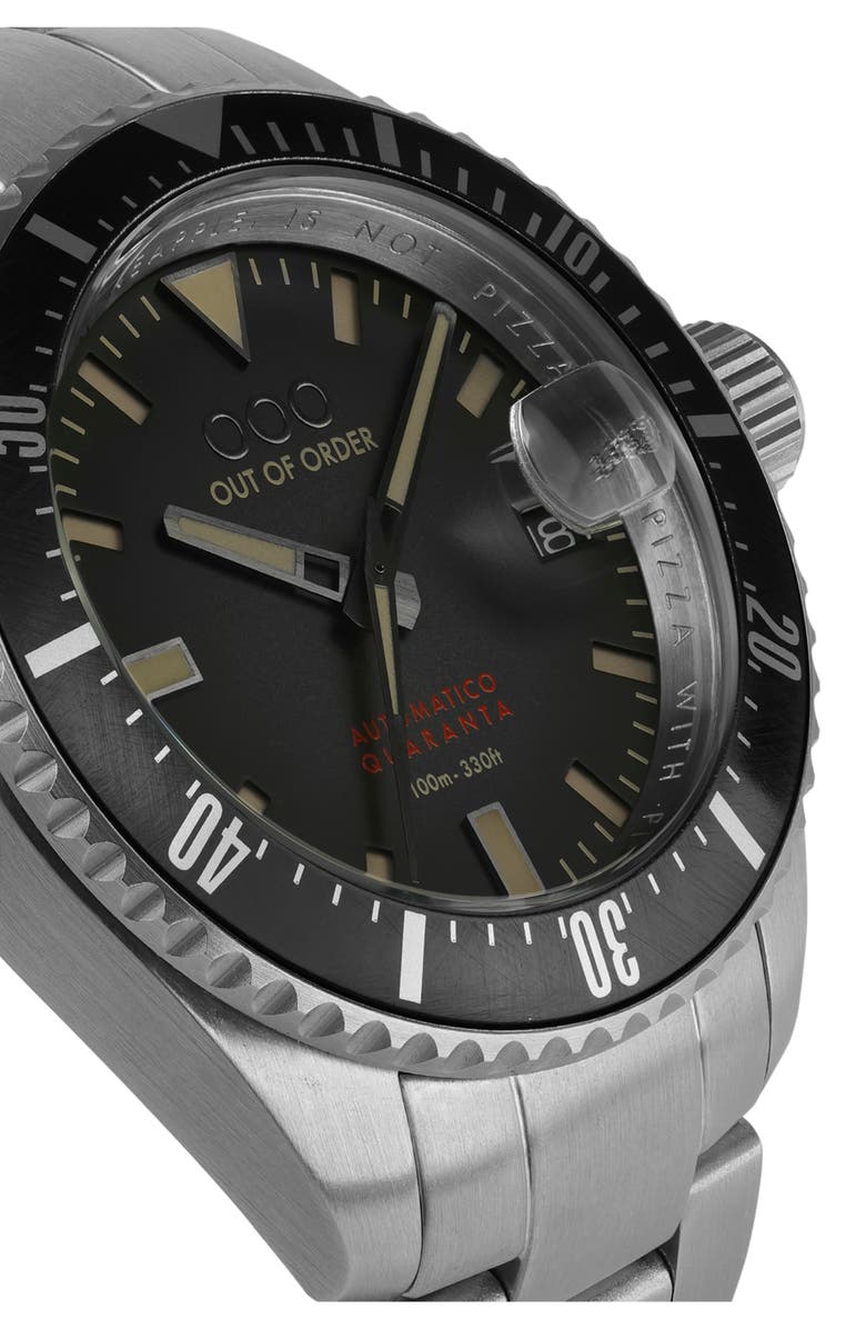 OUT OF ORDER Automatico Quaranta Bracelet Watch, 40mm, Alternate, color, Black