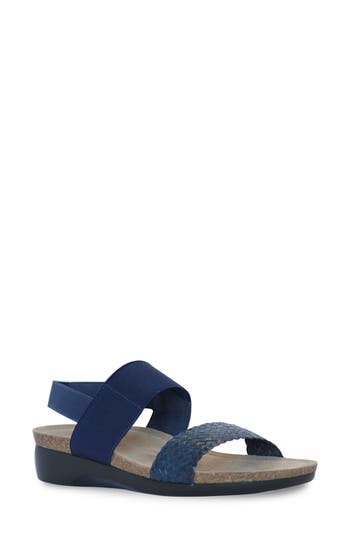 Munro Pisces Womens Leather Ankle Strap Wedge Sandals In Blue