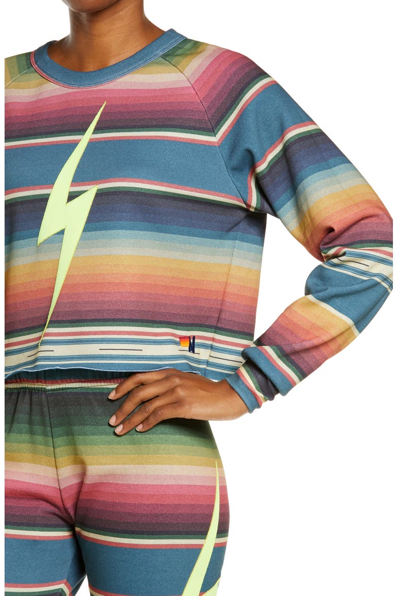 Women's Serape Bolt Stitch Crop Sweatshirt, Alternate, color, BLUE