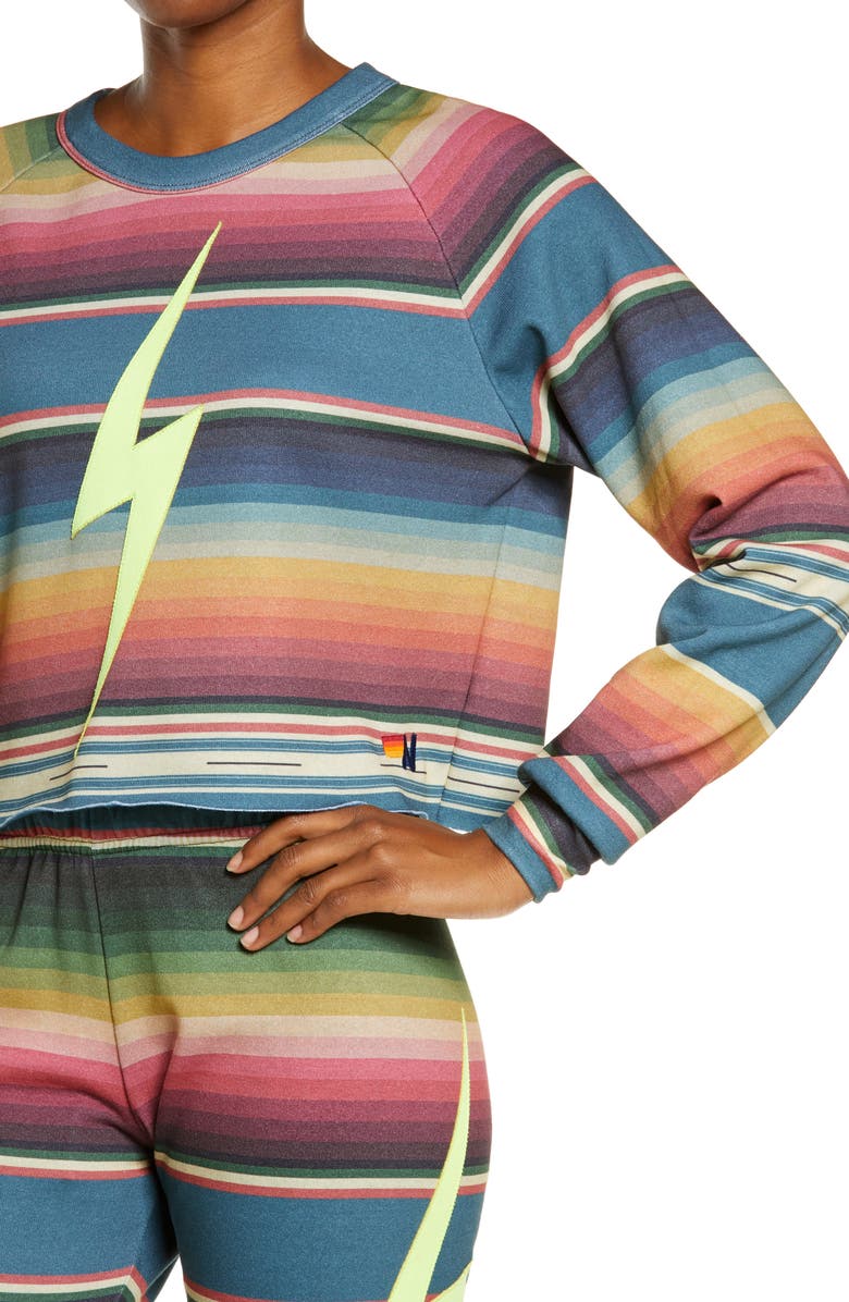 Aviator Nation Women's Serape Bolt Stitch Crop Sweatshirt, Alternate, color, 