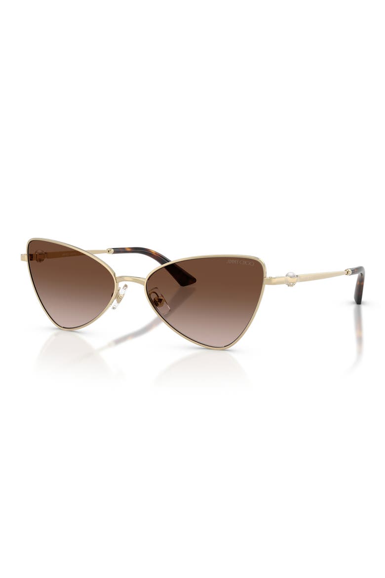 57mm Gradient Cat Eye Sunglasses, Alternate, color, PALE GOLD / GRADIENT BROWN