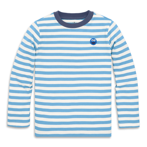 Kids Sesame Street Embroidered Stripe Tee