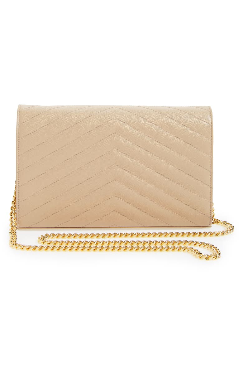 Cassandre Matelassé Leather Wallet on a Chain, Alternate, color, 2721 DARK BEIGE