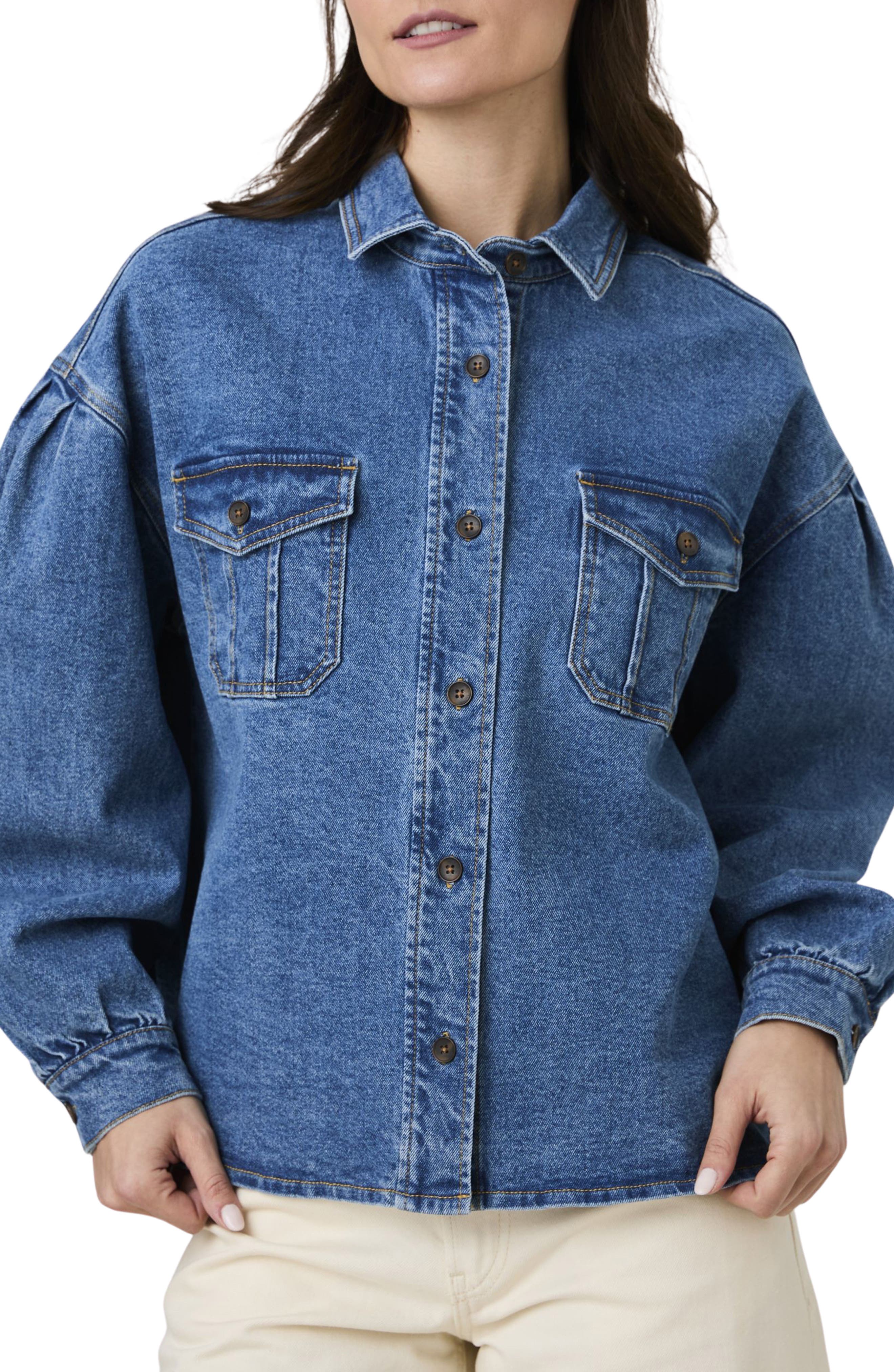 French Connection Penelope Puff Sleeve Denim Shirt Jacket