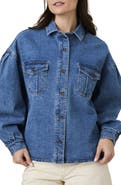French Connection Penelope Puff Sleeve Denim Shirt Jacket