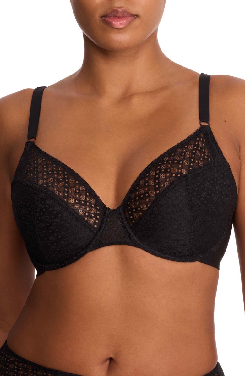 Natori Harmony Smooth Back Lace T-Shirt Bra, Main, color, Black