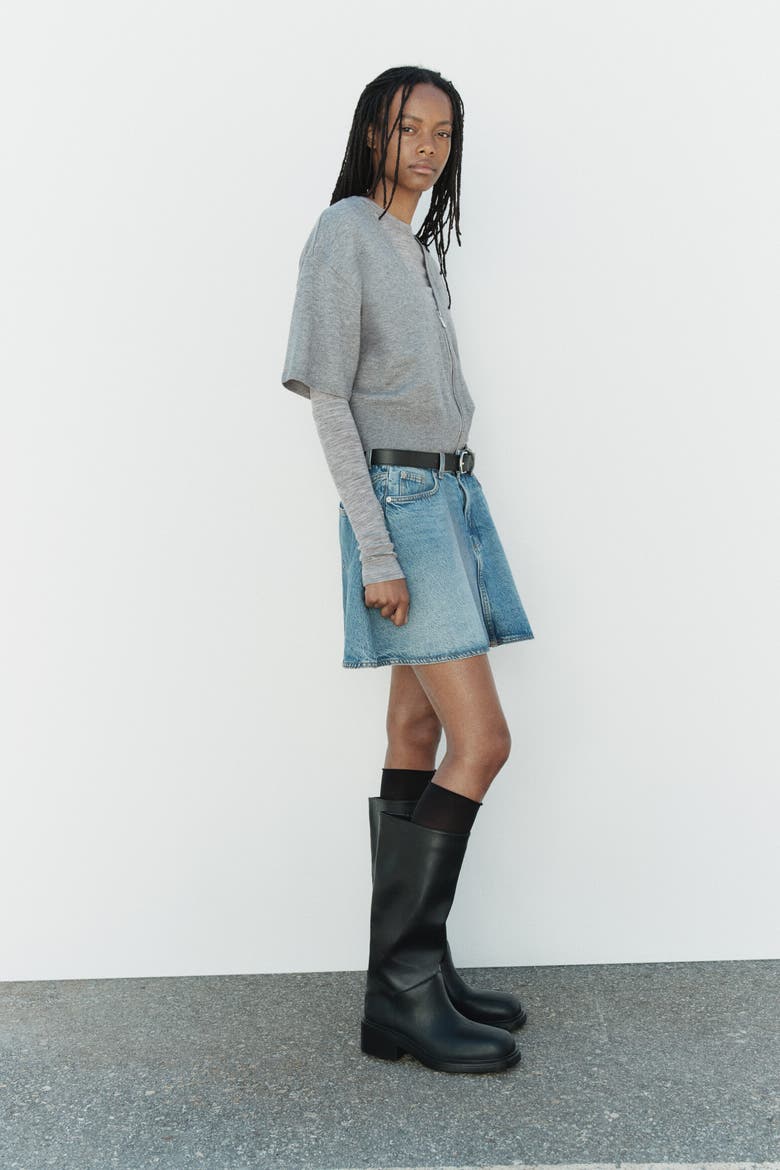 Short-sleeved Cardigan With Zipper, Alternate, color, Gray melange