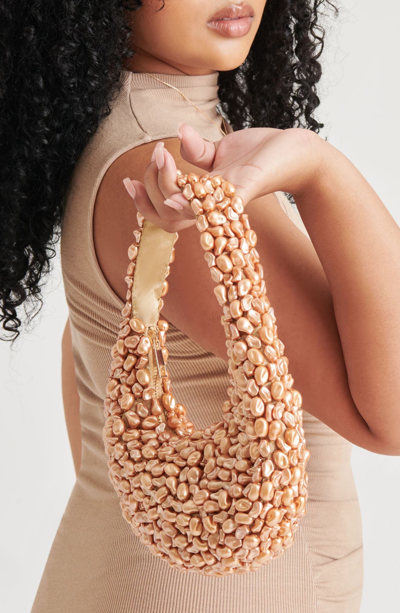 Dolce Vita Pearla Faux Pearl Shoulder Bag, Alternate, color, Gold