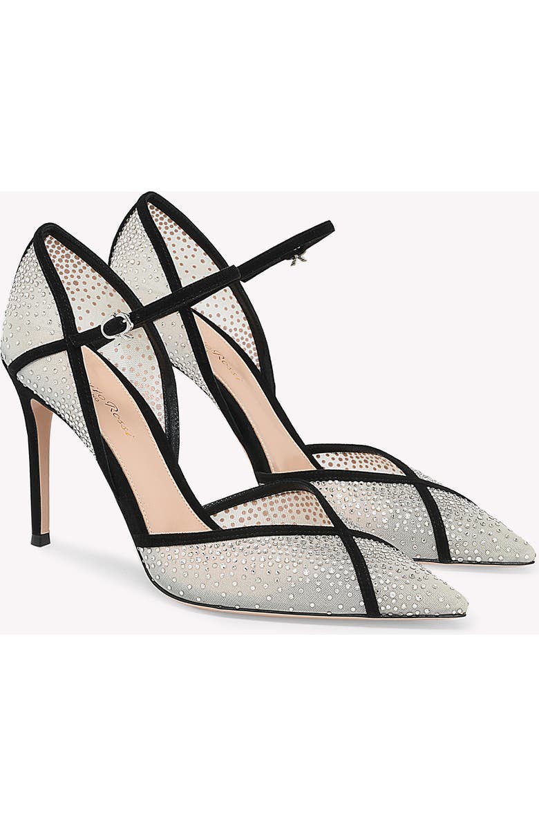 Gianvito Rossi Confetti D'Orsay Pump, Alternate, color, Black Suede And Fabric