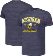 LEAGUE COLLEGIATE WEAR Men's League Collegiate Wear Heather Navy Michigan Wolverines Arch Script Victory Falls Tri-Blend T-Shirt