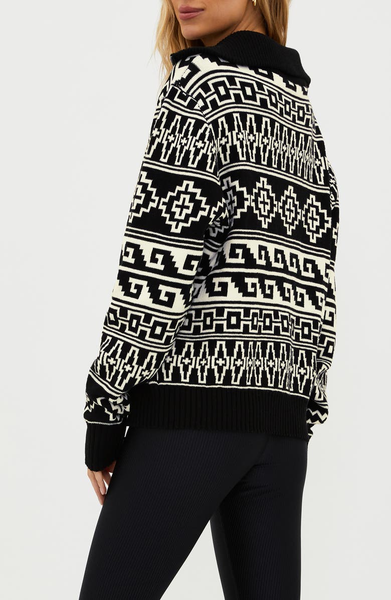 Beach Riot Monterey Jacquard Quarter Zip Sweater, Alternate, color, Sea Salt Wave