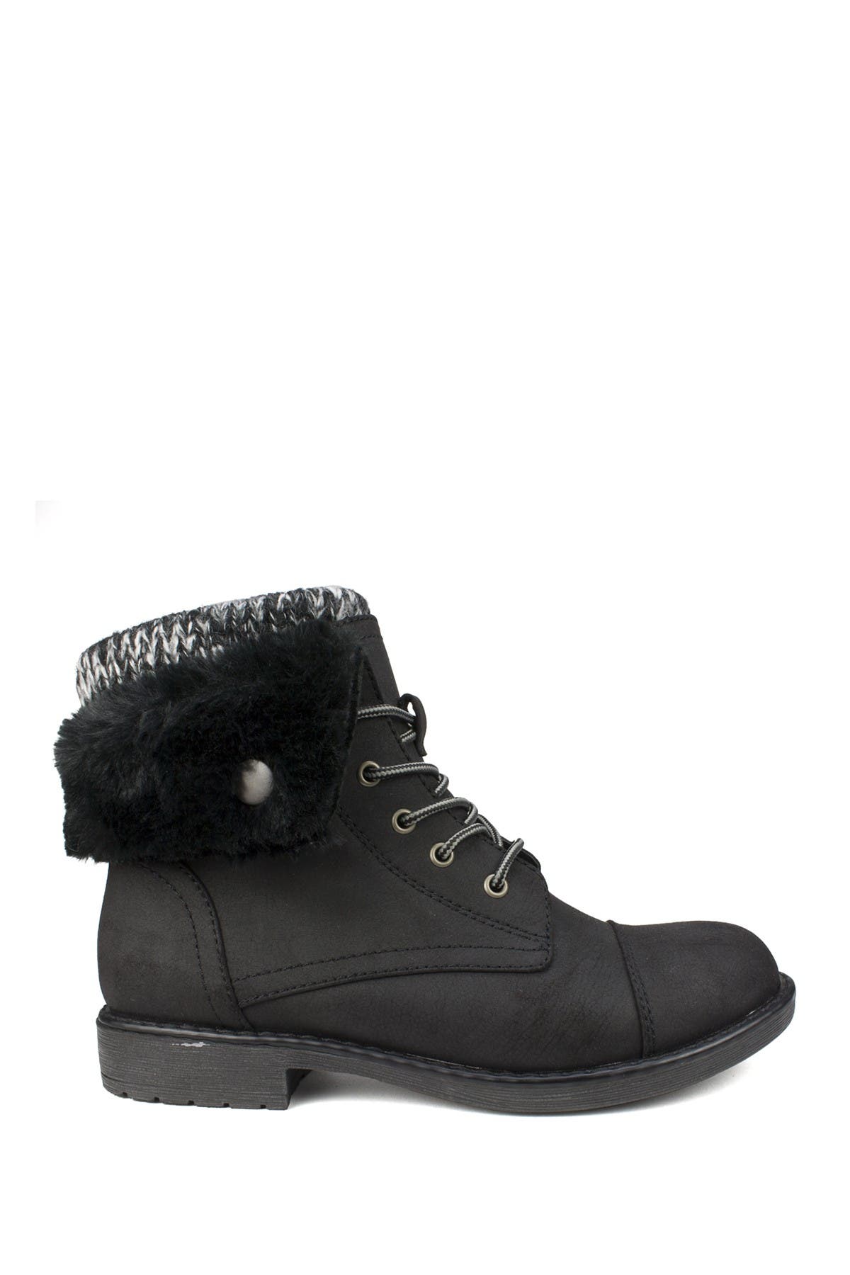 CLIFFS BY WHITE MOUNTAIN Duena Faux Shearling Trimmed Hiking Boot, Alternate, color, Blackmulti/Fabric
