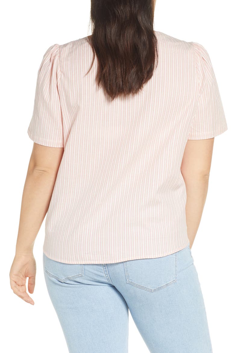 Tie Front Top, Alternate, color, IVORY- PINK SARA TWILL STRIPE