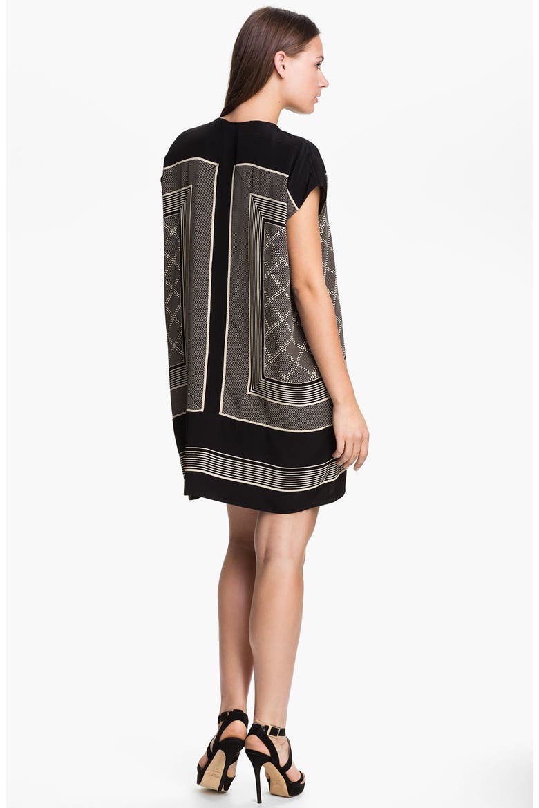 Scarf Print Shift Dress, Alternate, color, BLACK/ CREAM