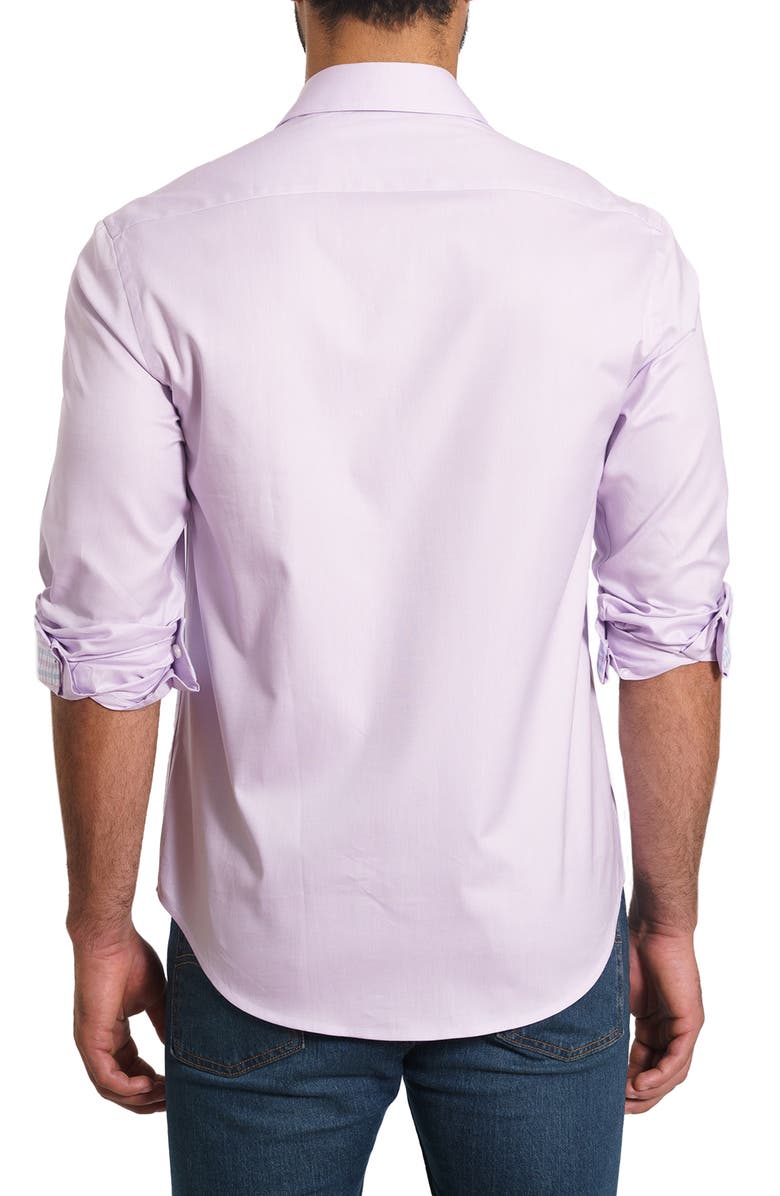 Jared Lang Trim Fit Solid Cotton Button-Up Shirt, Alternate, color, Lilac