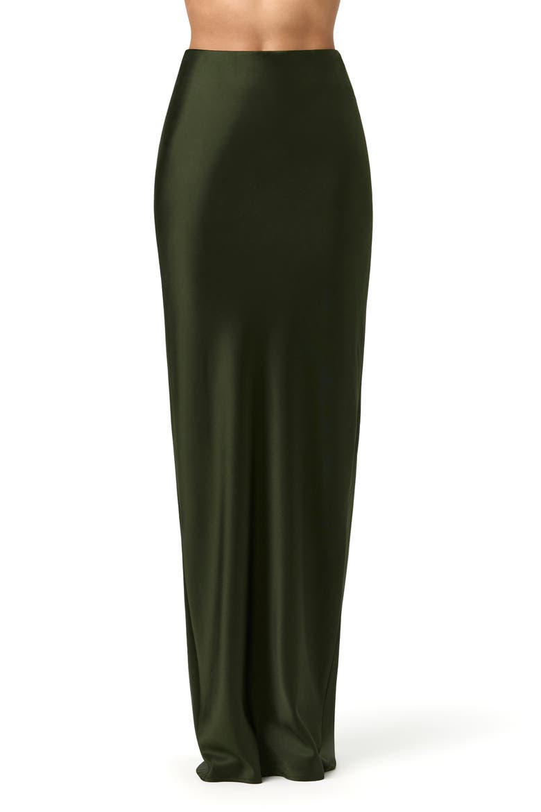 Silk Maxi Skirt, Main, color, NOIR GREEN