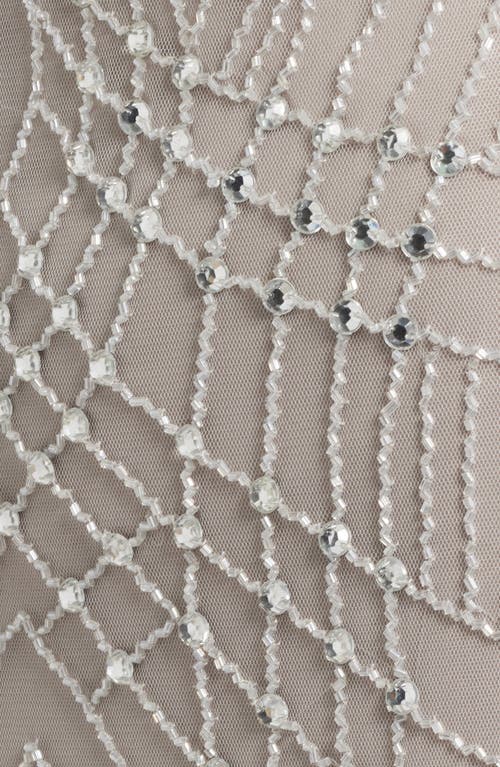 Pisarro Nights Beaded Gown With Long Sleeve Jacket In Silver