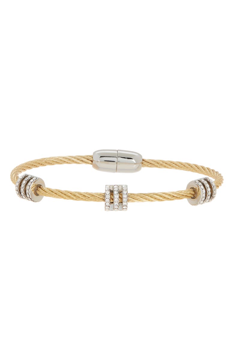 Juvell Two-Tone Wire CZ Station Bracelet, Main, color,