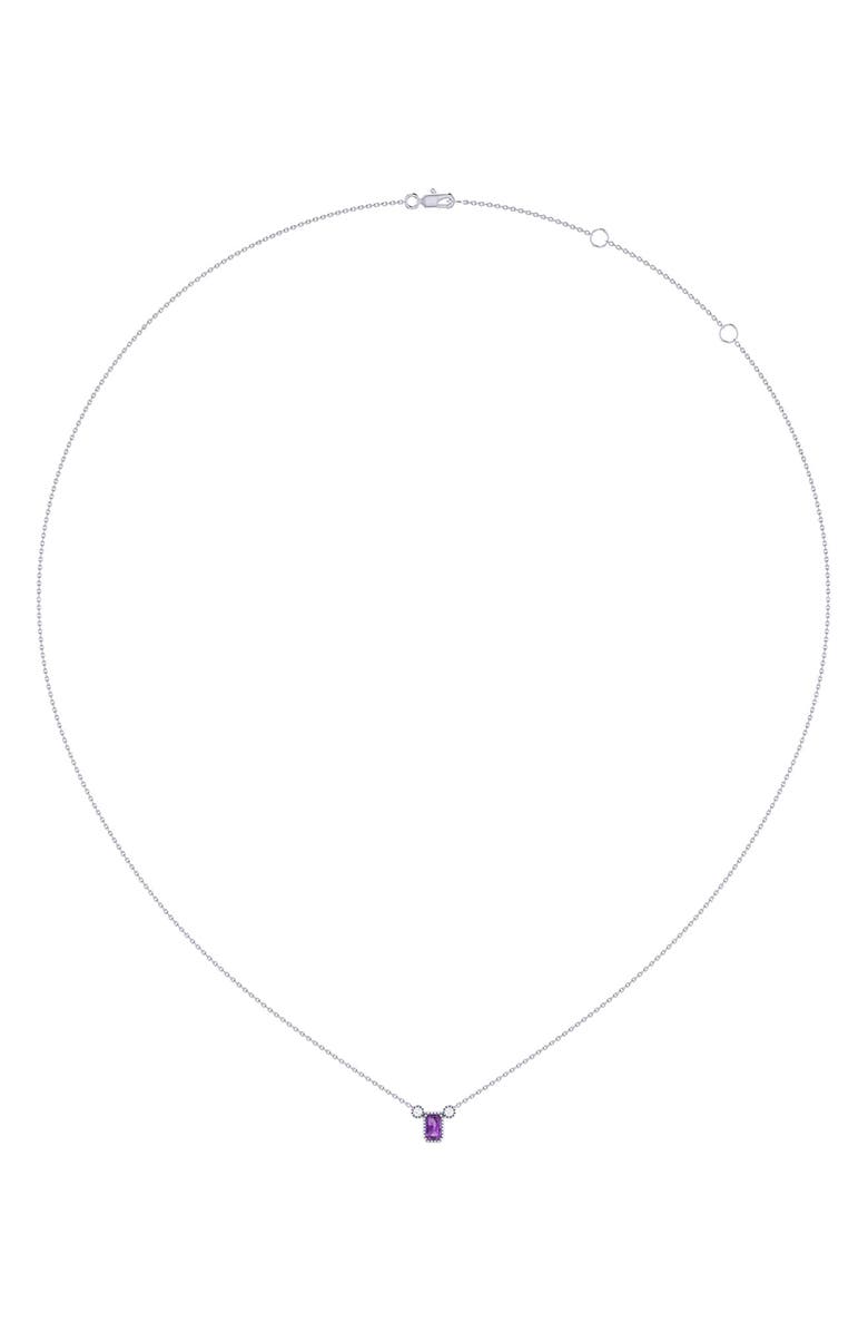 LuvMyJewelry La Vie Emerald Cut Amethyst & Diamond Pendant Necklace - 0.23ct., Alternate, color, 14K White Gold
