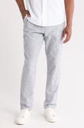 14th & Union Elastic Waist Linen Blend Trim Fit Pants
