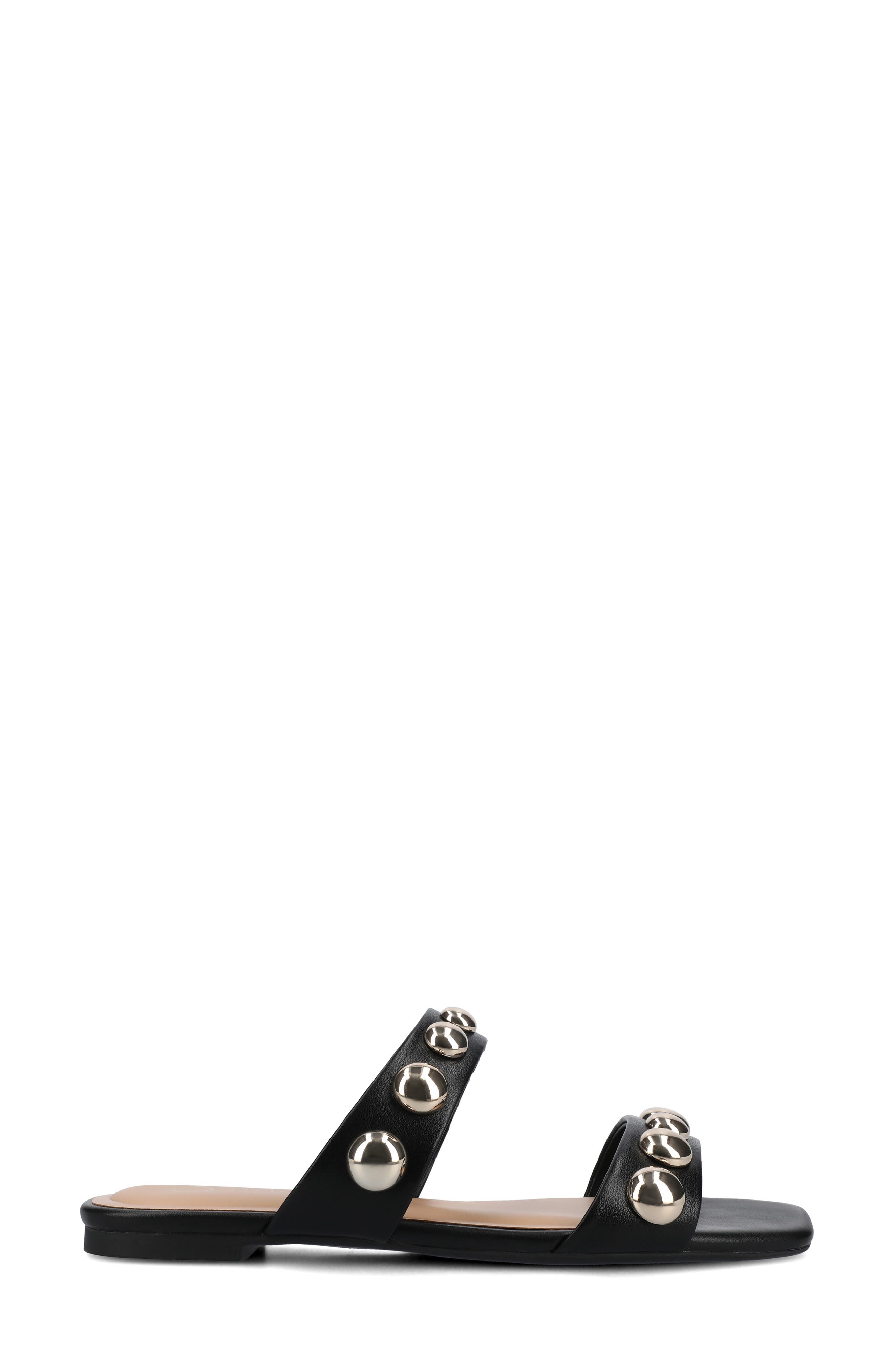 Journee Collection Frida Studded Slide Sandal, Alternate, color, Black/ Gold